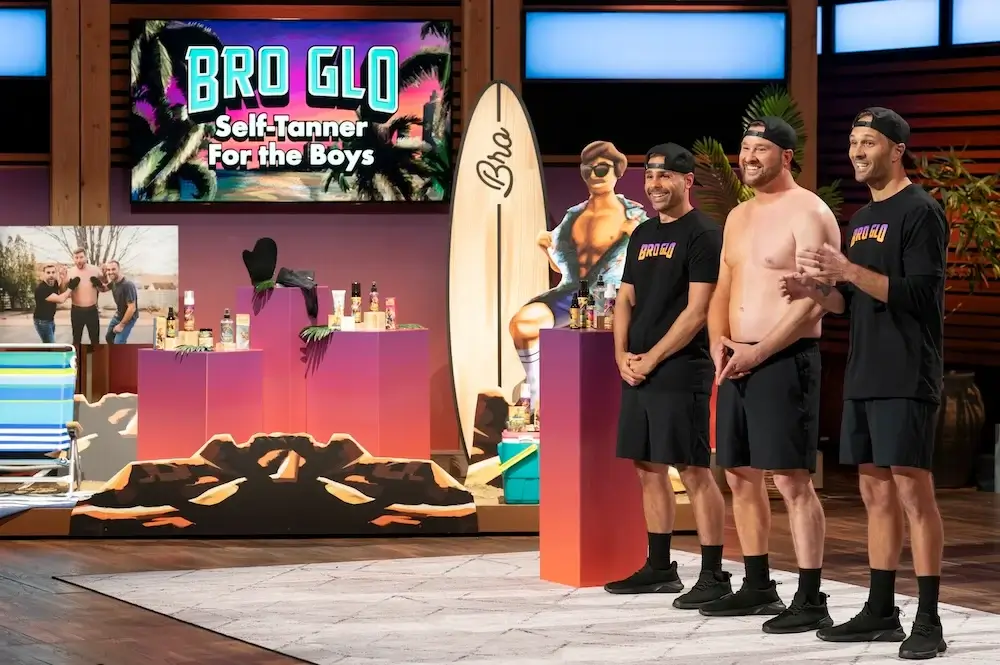 The Bro Glo team pitching their impressive sales numbers to the Sharks