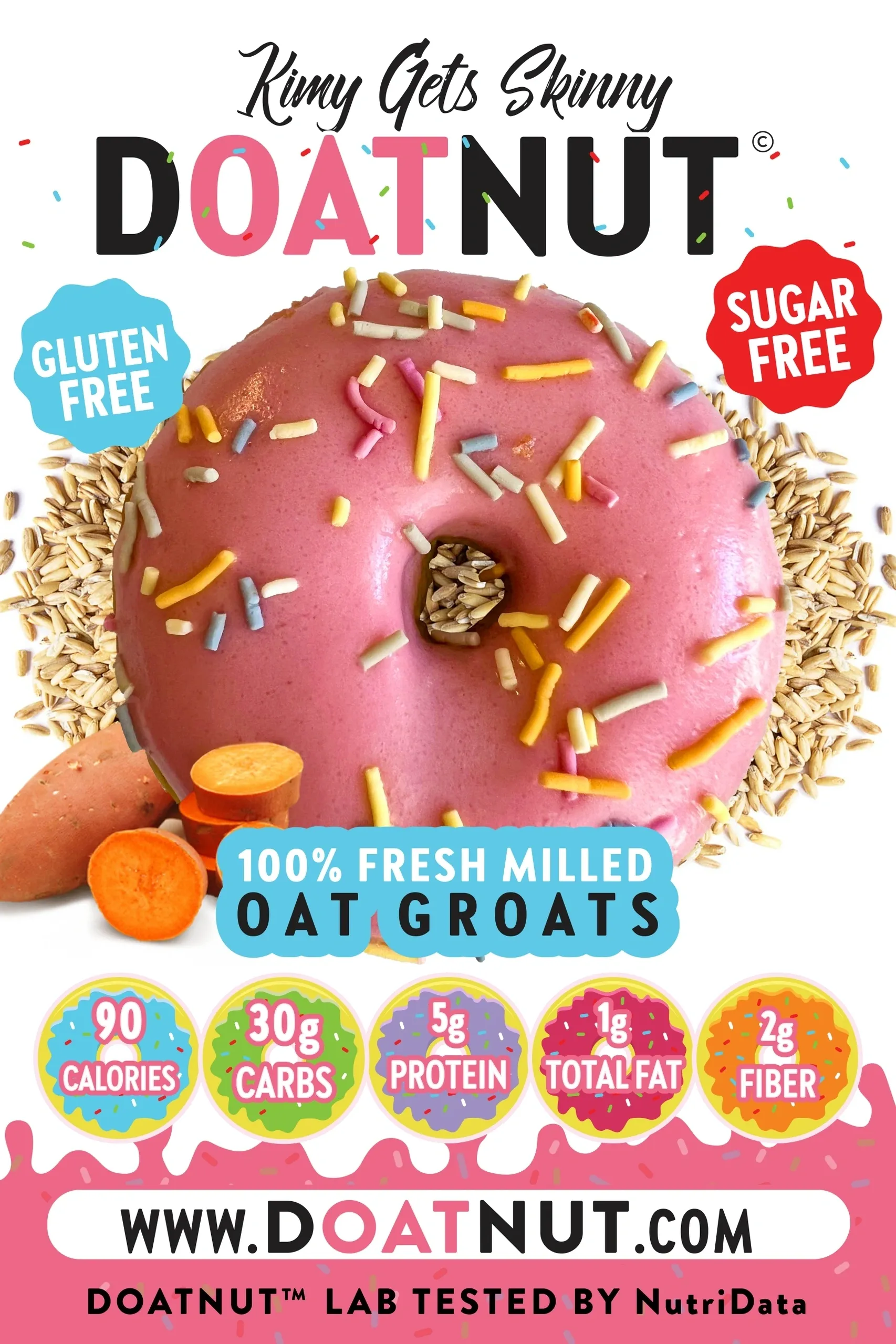 A delicious, low-calorie Doatnut pastry broken in half to show its moist texture
