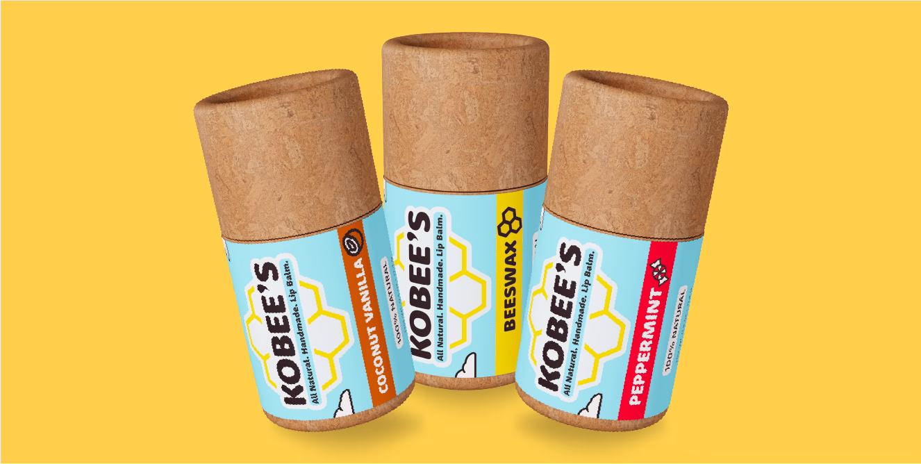 An assortment of Kobee's compostable lip balms