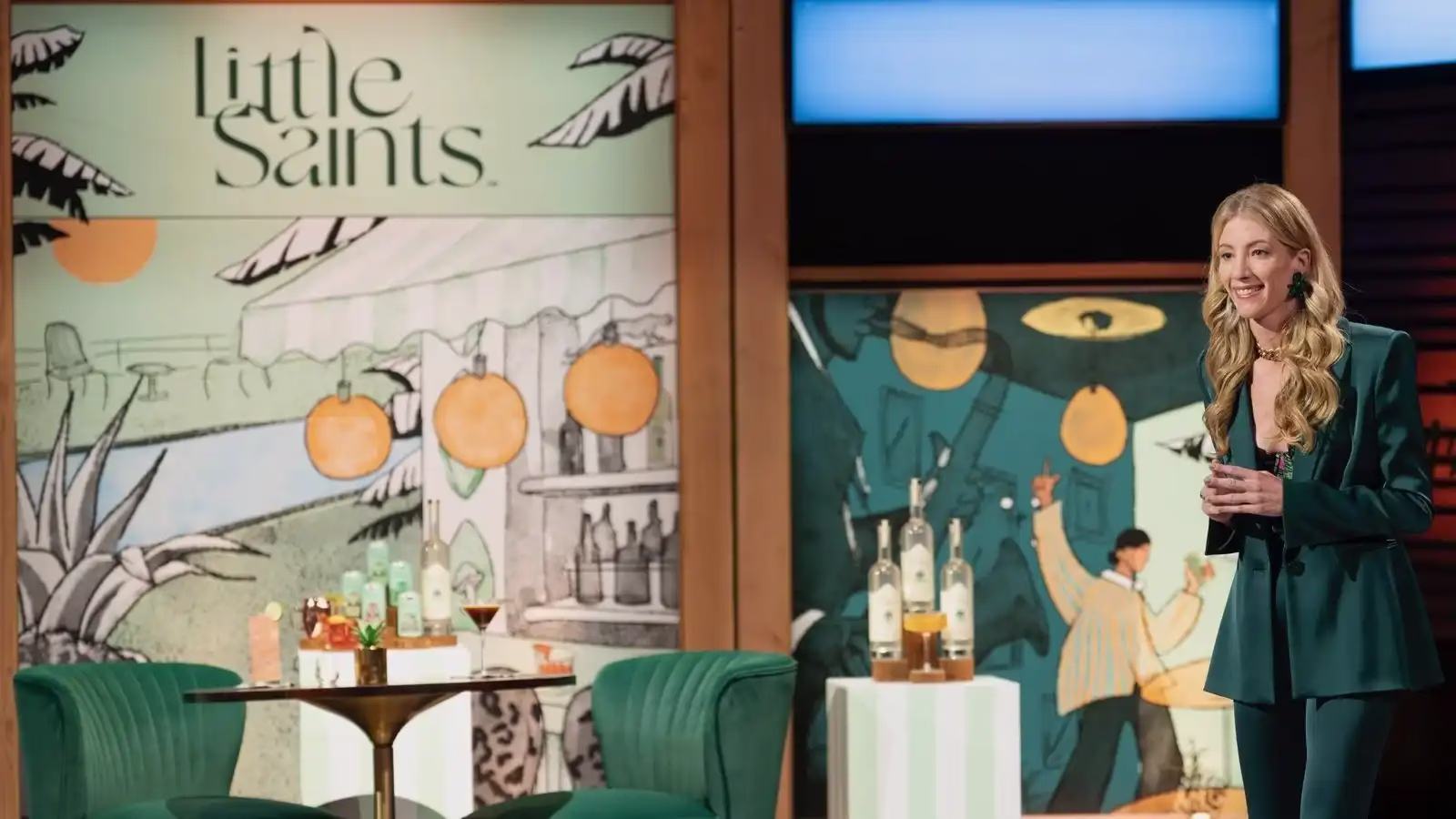 Megan Klein pitching Little Saints mocktails and spirits in the Shark Tank