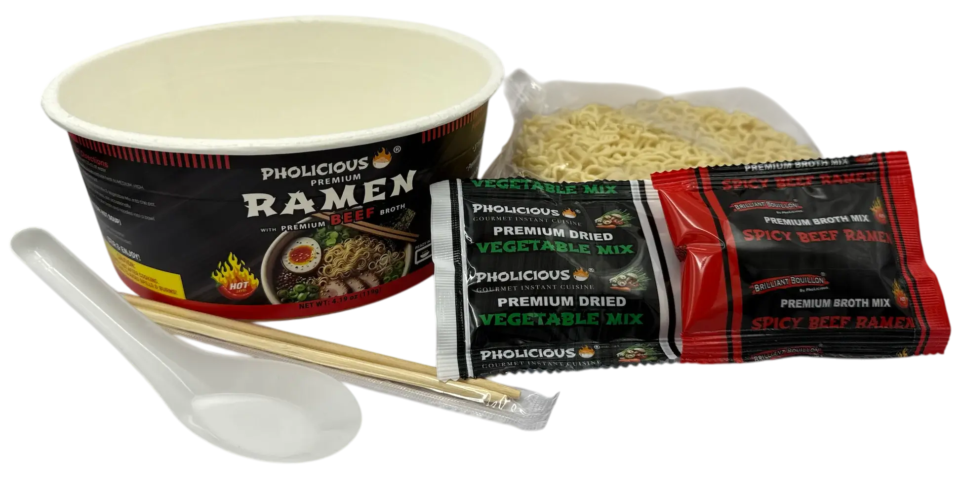 PhoLicious instant pho kits on a warehouse production line