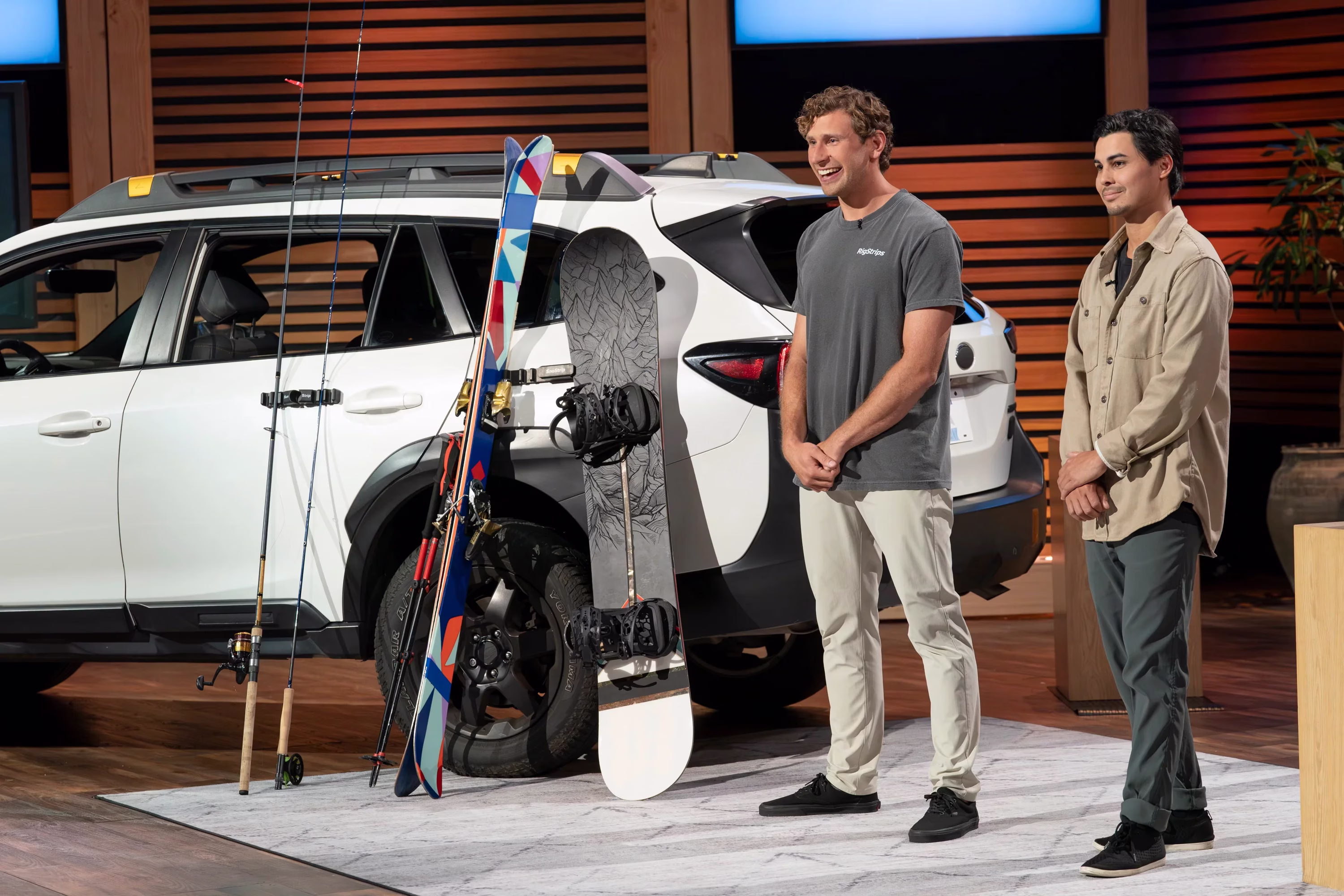 Steven Graf and Zhach Pham pitching the SnoStrip to the Sharks